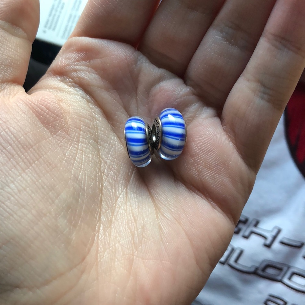 2 Murano Pandora Striped Charms